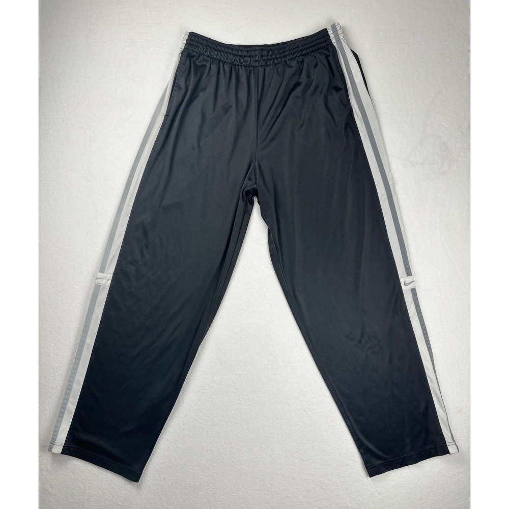 Nike Vintage Track Pants Black Gray Stripe Zip Ankle Men's Size L